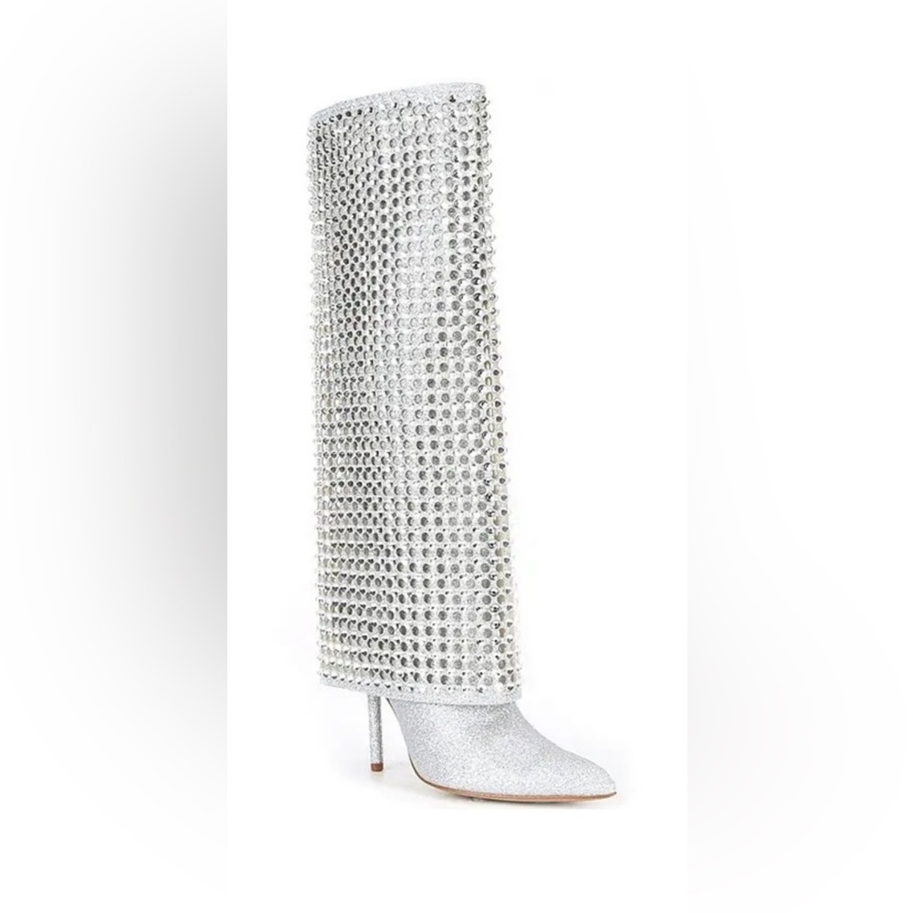 Gianni Bini Silver Rhinestone Heeled Boots
